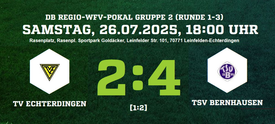 Pokal-Aus : TVE -TSV Bernhausen 2:4