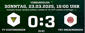 TV Echterdingen - TSV Oberensingen 0:3 (0:2)